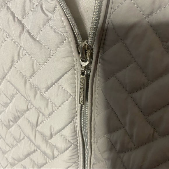 Weatherproof Light Gray Quilted Hooded Jacket L | Zip Front Warm Outerwear - Picture 8 of 13